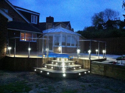 Large decked area with feature steps and lighting photo 2