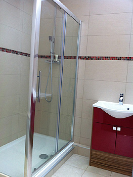 A completed contemporary shower room