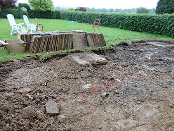 Slabs removed from old rear front terrace
