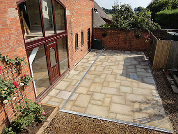 The completed rear terrace