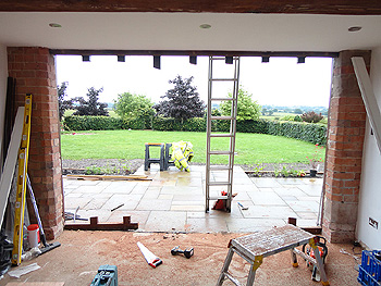 View from inside prior to installation of new bi-fold doors