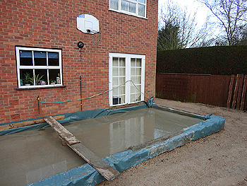 The completed concrete base is left to dry 2