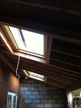 View of the roof and Velux windows from inside