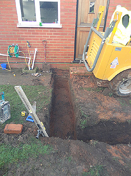Digging the foundation trench